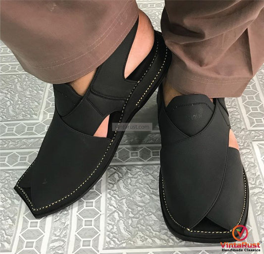 Premium Black Peshawari Chappal